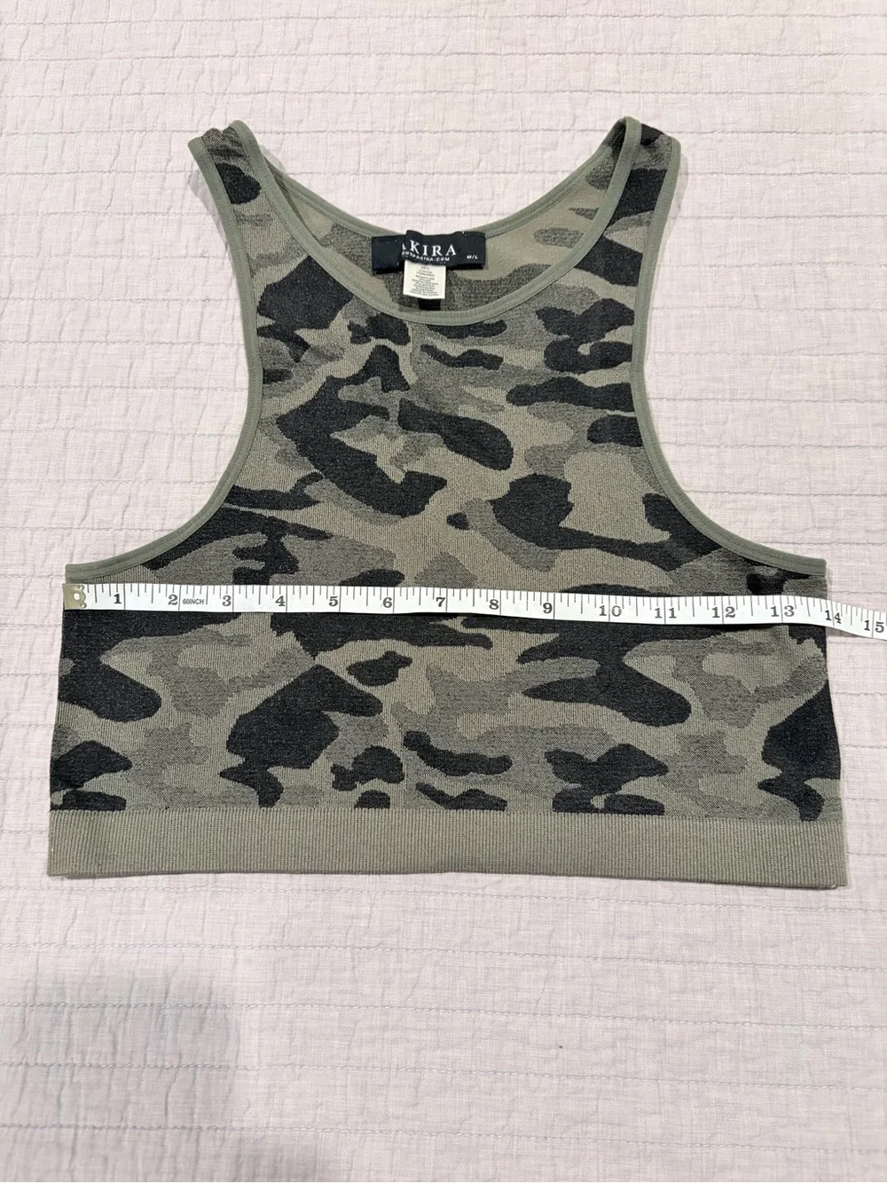 AKIRA Camo Seamless Sports Bra Crop Top Green Black M/L